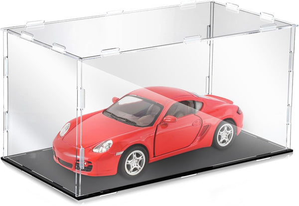 Clear Acrylic Display Case for 1:18 Scale Model Car, Installation Required, Black Base Model Display Box for