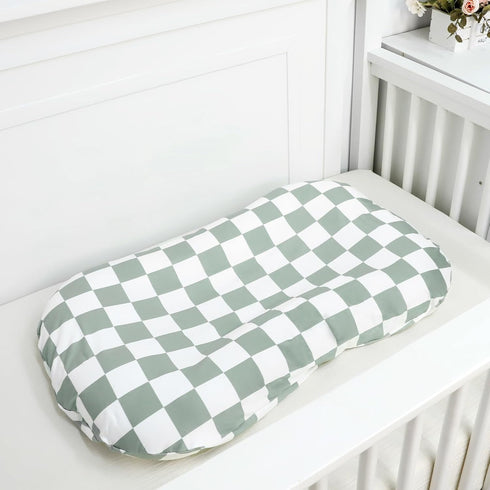 Nursing Pillow Cover and Baby Lounger Cover, Soft Comfortable Cover for Girls Boys, Green Checkerboard, Lounger not