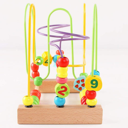 QZMTOY Wooden Toys for Toddlers – Bead Maze Toy with Colorful Animals Fruits Shapes – Educational Counting Learning Toys