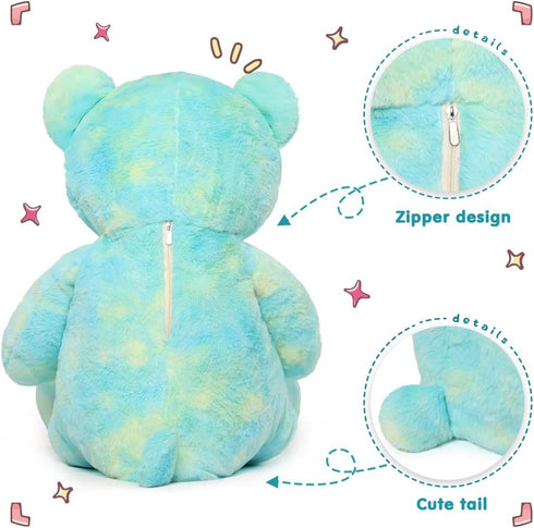 Tezituor 40in Big Teddy Bear, Giant Rainbow Green Stuffed Animal for Baby Shower and Gifts