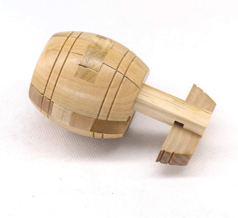 Handmade Powder Barrel Interlocking Wooden Puzzle - Brain Teaser Lock Logic Puzzle for Kids and Adults SHUYUE