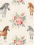 CZXW 52" 28" Watercolor Horses and Flowers Crib Sheets Fitted x Natural Cotton Soft & Breathable for Baby Crib Mattress