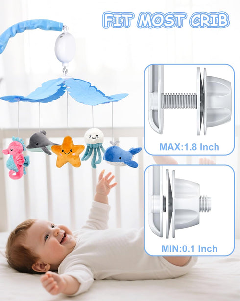 35 3 FEISIKE Baby Crib Mobile with Lullabies, Modes Rotation & Music, Adjustable Volume, Nursery Decor for Boys