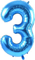 TONIFUL 40 Inch Blue Large Numbers Balloon, 0-9 Birthday Party Decorations, Big Number 3 Balloon for Celebrations