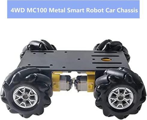 Professional 60mm Mecanum Wheel Car Chassis MC100 for Arduino/Raspberry Pi, Remote Control 4WD Metal Kit