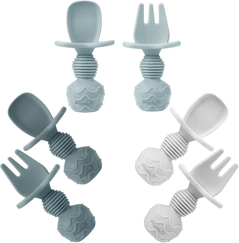 PandaEar 6 Pack Silicone Baby Spoons for Self Feeding | Infant Utensils for 6-12 Months | Baby Led Weaning Supplies