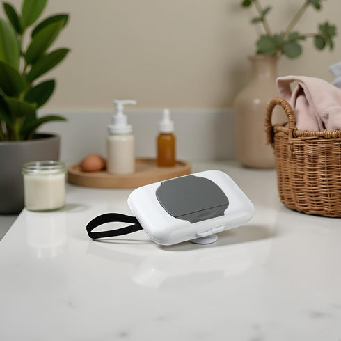 Rosojodg Gray Wipes Dispenser Travel Wipe Holder Reusable Wet Wipe Container Box,Grab Hanging Dispensers Refillable