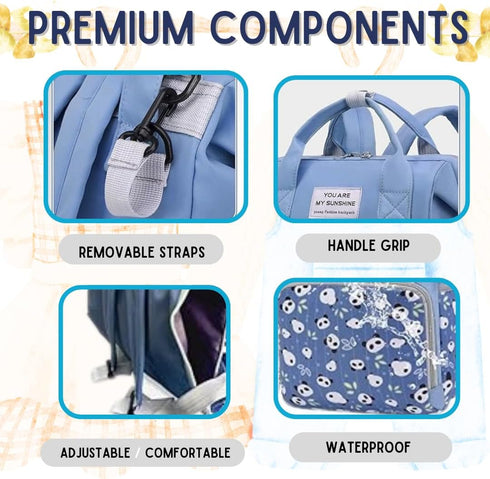 MARYAS Backpack Small Diaper Bag for Baby Boy with Insulated Pockets, Stroller Straps. Blue Baby Bag for Mom Dad.