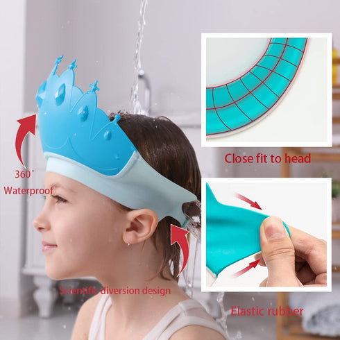Baby Shower Cap Shield | Baby Bath Set with Shower Cap, Water Cup, Massage Brush | Visor Hat for Eye and Ear Protection