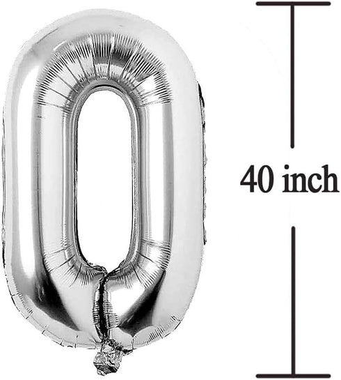 Jonhamwelbor 40 Number Balloons, Silver Giant Jumbo Foil Mylar Balloons for 40th Birthday Party Decorations