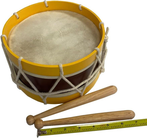7.5-Inch Antique Reproduction Civil War Wooden Marching Drum with Sticks