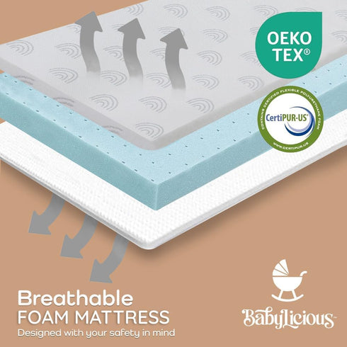 Pack 38" 26" Waterproof and Play Mattress Topper - x | Roll Up Style - Breathable Soft Memory Foam - Portable Playard