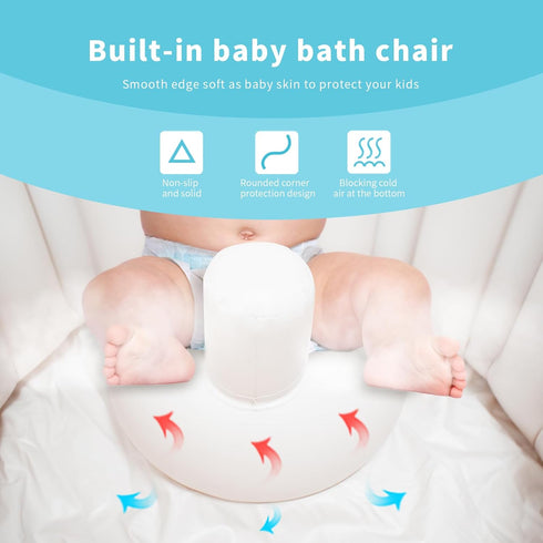 Hantaiwan 24-36 Inflatable Baby Bath Seat for Sitting Up XL, Inflatable Soft Tub for Months, Anti - Collision