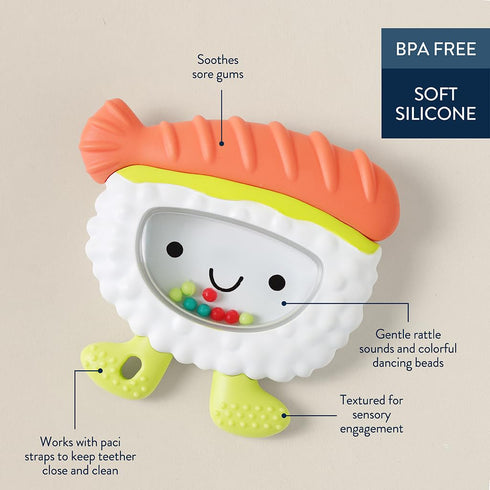 Itzy Ritzy Silicone Rattle Teether BPA-Free Silicone Teether with Rattle for Babies & Toddlers Features a Gentle Rattle