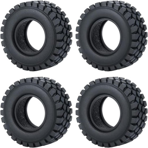 4pcs Micro Rubber Crawler Tires 1.0" for SCX24 Gladiator Bronco C10 JLU Deadbolt B17 Axial 1/24 RC Crawler