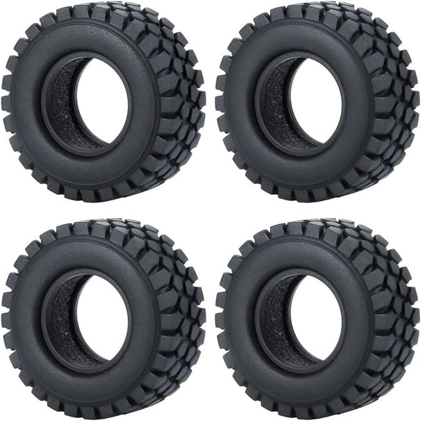 4pcs Micro Rubber Crawler Tires 1.0" for SCX24 Gladiator Bronco C10 JLU Deadbolt B17 Axial 1/24 RC Crawler
