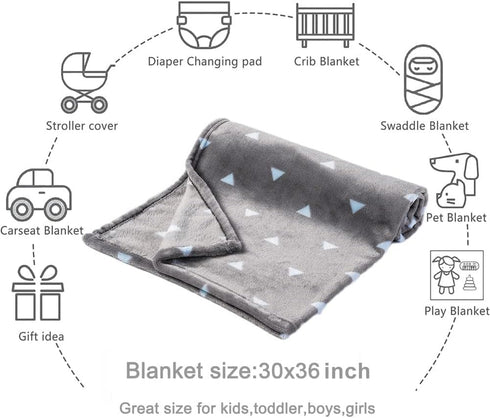 Bunnikins & Clover Lightweight Plush Flannel Baby Blanket, Super Soft for Boys and Girls, 30"x36"