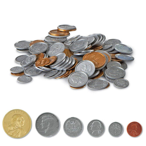 hand2mind Set, Set, (Set 768) Fake Money Coin Classroom Detailed Fake Coins, Prop Money, Toy Money, Play Money