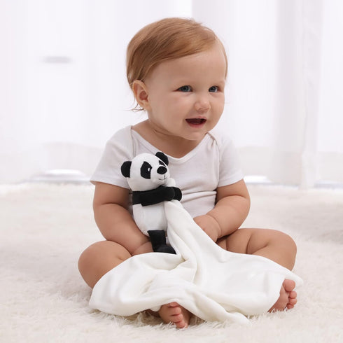 Apricot Lamb Stuffed Animals Security Blanket, Panda Character Blanket, Luxury Snuggler Plush (White Panda)