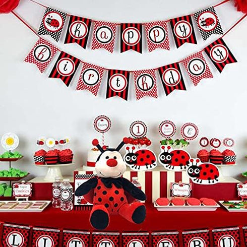 Big Size Ladybug Stuffed Animal Plush - Cuddly Lady Bug Toy with Red Wings and Black Bow