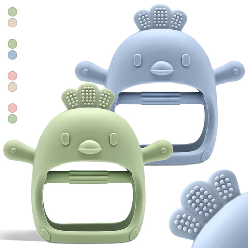2 Pack Baby Teething Toys for 0-6 & 6-12 Months, Food Grade