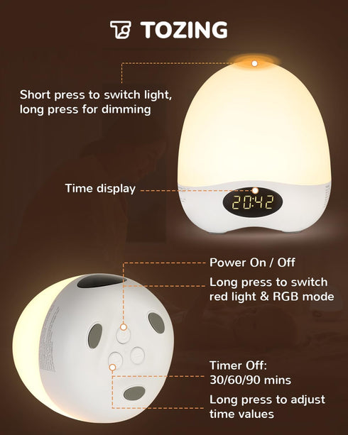 Dimmable Egg Night Light for Nursery, Portable Rechargeable Baby Nightlight with Touch Control & RGB Color Changing