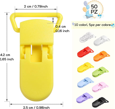 50x 10 LIHAO Pacifier Clips Holders for Teething Toys Baby Blankets - Colors