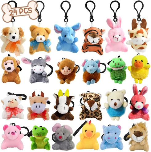 24PCS Mini Animal Plush Toys Party Favors - Small Mini Plush Stuffed Animals for Kids Birthday