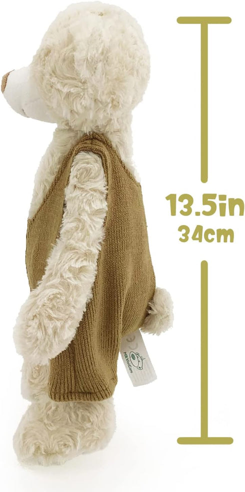 MR VIVICARE 13.5" Cream Beige Bear Stuffed Animal - Knitted Dressed Plush Teddy Bear for Kids and Newborns - Great