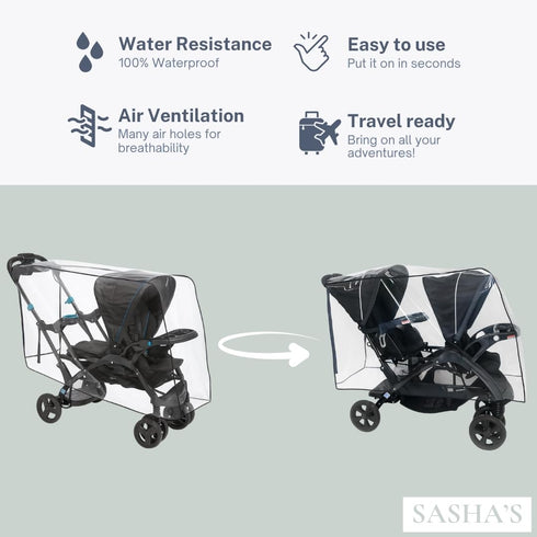 SASHA'S Rain and Wind Cover for Both Baby Trend Sit N Stand Ultra Stroller & Baby Trend Sit N Stand Double