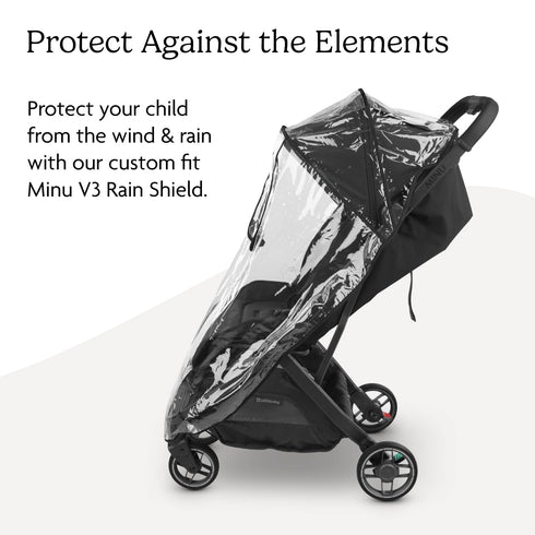 V3 UPPAbaby Minu Rain Shield - Waterproof and Windproof Coverage - Ventilated Design - Quick Attachment - Easy Access
