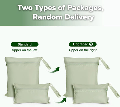2pcs, haakaa Waterproof Wet Bags for Baby Wet Dry Bags for Cloth Diaper, Swimsuit & Travel, Grass