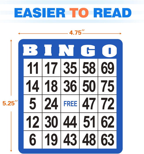 50-Pack Multi-Color Bingo Game Cards Set with Easy Read Numbers, Reusable Paper Sheets for Game Nights
