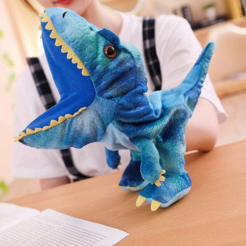 HooYiiok Plush Dinosaur Hand Puppets, Cute Soft Toy for Kids - 11 inches with Movable Mouth for Role Play