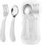 VANRA 2 Pieces Toddler Fork and Spoon Set with Travel Case, 18/8 Stainless Steel Kids Silverware for Lunch Box (White)