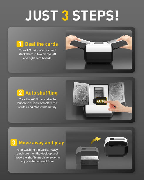 2 Automatic Card Shuffler Machine,Electric Card Shuffler Rechargeable for Decks with Carrying Bag&Playing Cards, Dual