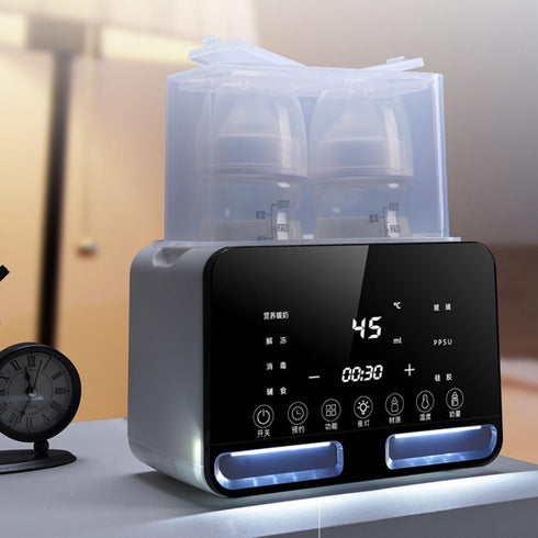Luocute 200W 9 1 110V) Double Bottle Warmer, in Multifunctional Smart Fast Heating Baby Bottle Warmer with LED Display