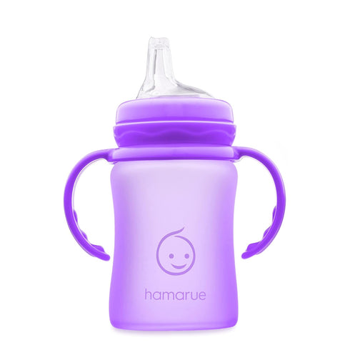 3-in-1 Glass Sippy Cups for Toddlers - Silicone Coated Baby Bottles, Non-Toxic Transition Cup with Removable Handles