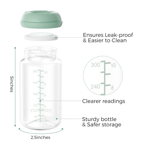 Momcozy 11 oz, 4 Natural Baby Bottle, Wide-Neck, BPA Free Breast Milk Container, Storage Collection Bottle for Fridge
