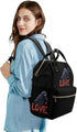 SONGTING Backpack Mommy Daypack Black Crow Love Diaper Bag Travel Waterproof Bag Nappy