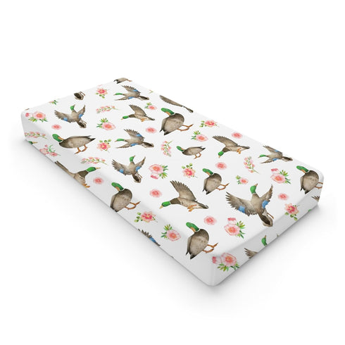Hunting Wild Duck Boho Floral Baby Changing Pad Cover for Boy Girl, 32''x16'' Unisex Fitted Diaper Sheets