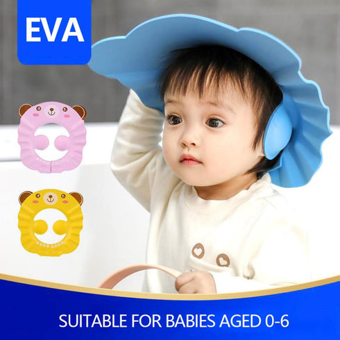 Pineeseatile Baby Shampoo Cap Adjustable Toddler Shower Ear Protection Shield Sun Shading Hat Pink Kids Hair Washing