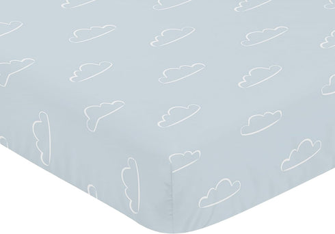 Sweet Jojo Designs Blue Clouds Boy Baby Fitted Crib Sheet for Infant Newborn Nursery Toddler Bed Room Standard Mattress