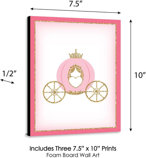 7.5 10 inches Set 3 Big Dot of Happiness Little Princess Crown - Castle Nursery Wall Art and Kids Room Decorations