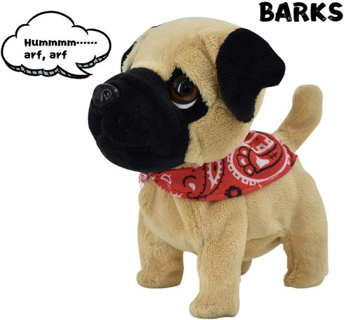 WEofferwhatYOUwant Pug Puppy - Plush Electronic Toy Dog - Small Size, Walks, Barks, and Cuddles for Ages 18+ Months
