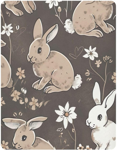 SDMKA 27x39 Inch Bunny Rabbits Brown Crib Sheets for Boys Girls - Portable Microfiber Fitted Crib Sheet for Playard