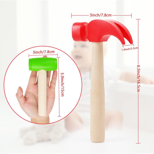 2pcs Hammer Hammers Hammer Hammers Toy Simulation Wooden Small Plastic Toddler Claw Portable Kids Maintenance Tools
