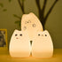 7-Color WoneNice Cute Kitty Night Light, Rechargeable Silicone Cute Lamp with Warm White & Breathing Modes, Touch