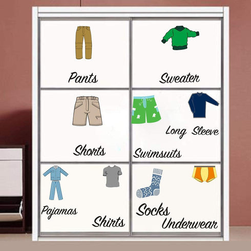 Boy Decals Dresser Labels for Kids - Clothing Labels and Drawer Stickers for Organizing