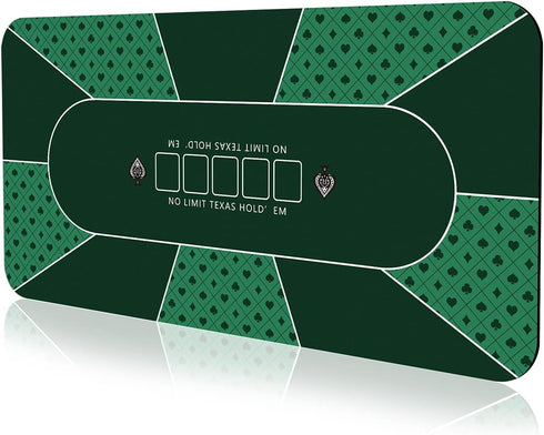 YUZPKRSI 47×23 Inch Poker Mat, 6 Players Texas Hold'em Rubber Mat with Carrying Bag for Poker Games